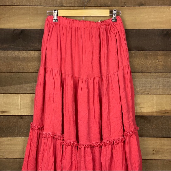 Free People Women’s Flowy Red Maxi Skirt - Picture 2 of 6